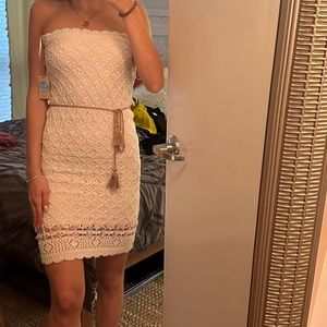White crochet mini dress size XS